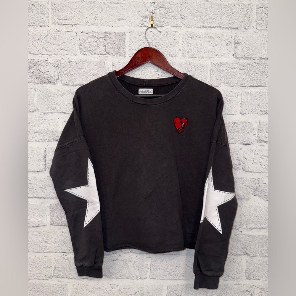 Lauren Moshi Charcoal Sweatshirt with Stars and Heart Accent (Women’s XS)